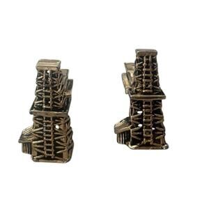 Vintage Sterling Silver Oil Derrick Cufflinks Oil Rig Texas Petroleum